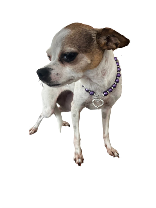 Paw Drazzel Boutique Pet's Elegant, Versatile, Pet Pearl And Heart Necklace