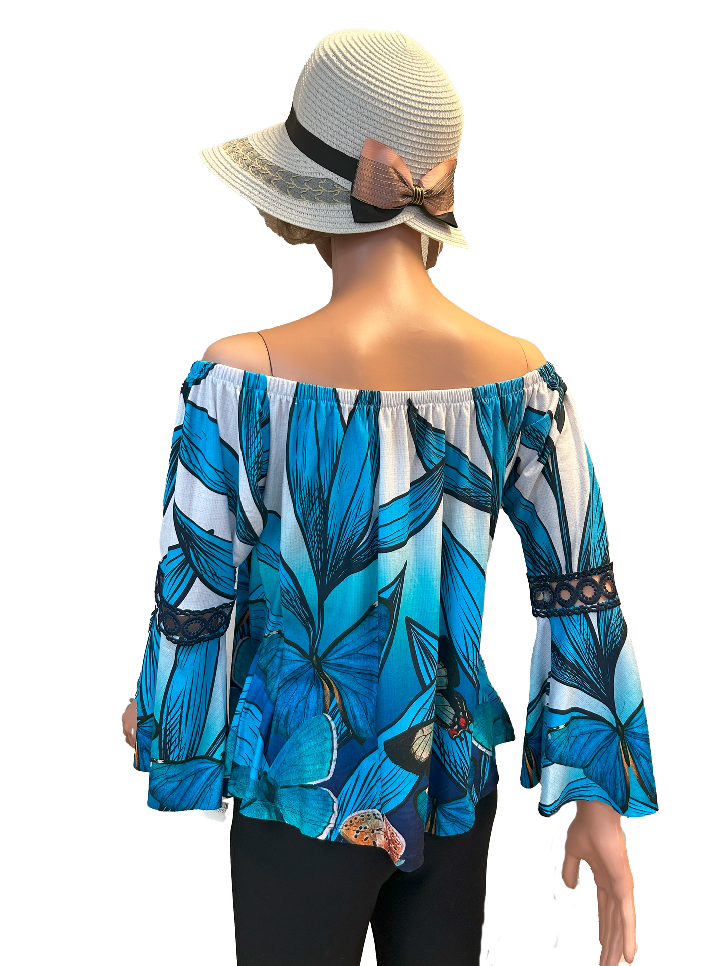 Paw Drazzel Boutique Women's, Casualwear, off Shoulder, Long Butterfly Sleeve Blouse