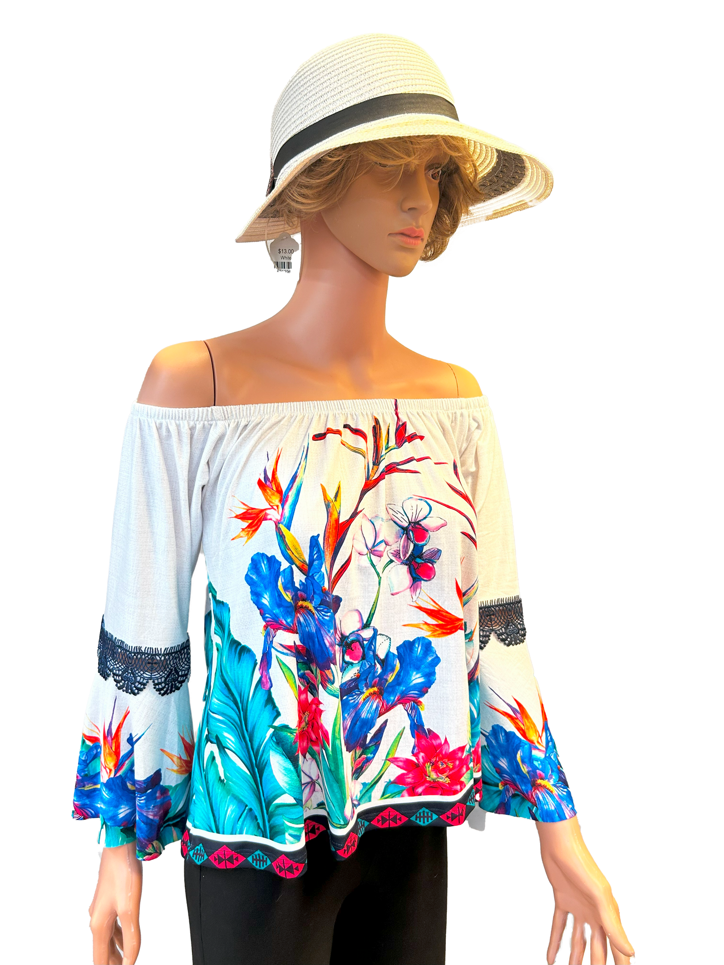 Paw Drazzel Boutique Women's, Casualwear, off Shoulder, Long Butterfly Sleeve Blouse