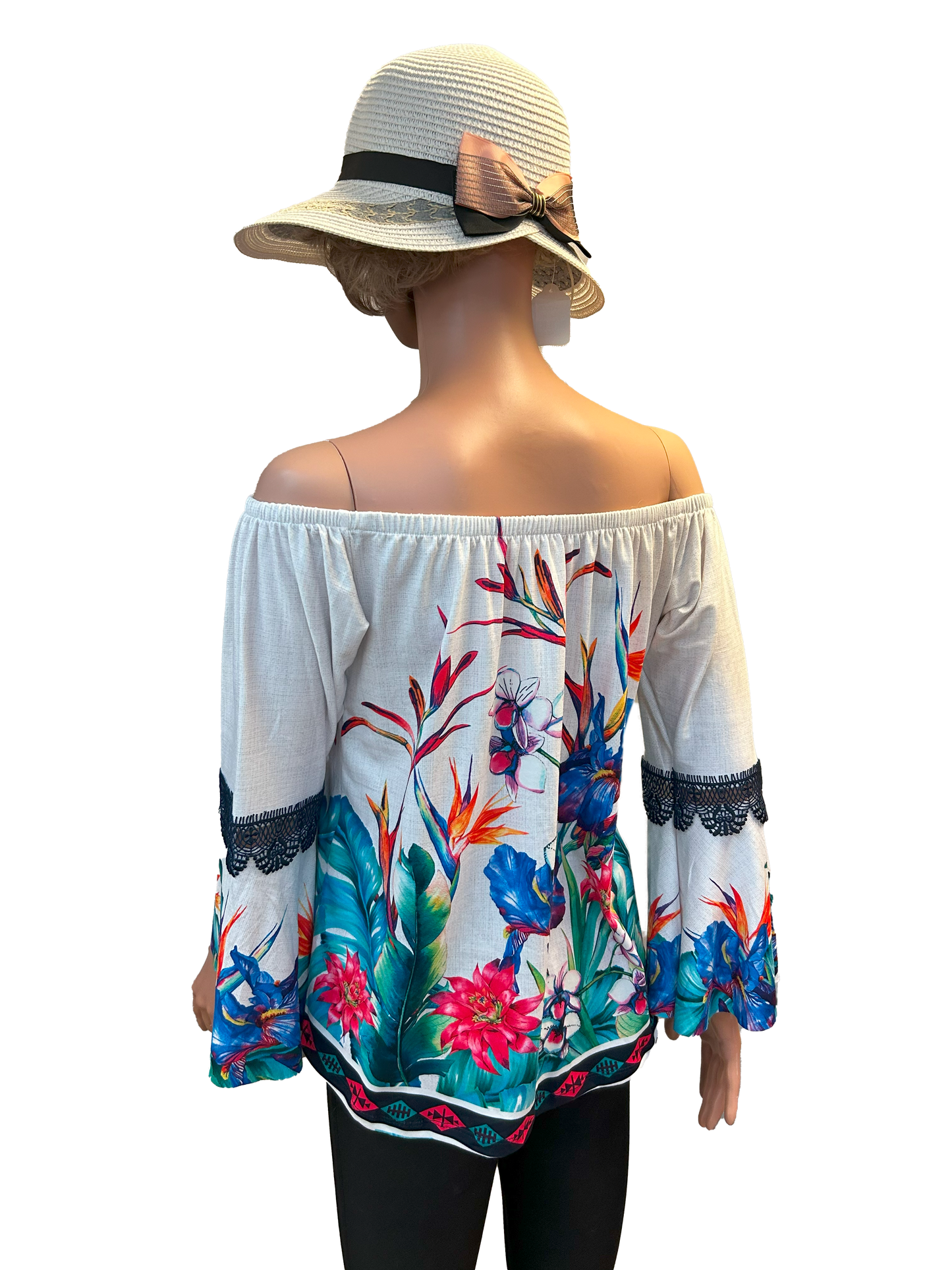 Paw Drazzel Boutique Women's, Casualwear, off Shoulder, Long Butterfly Sleeve Blouse